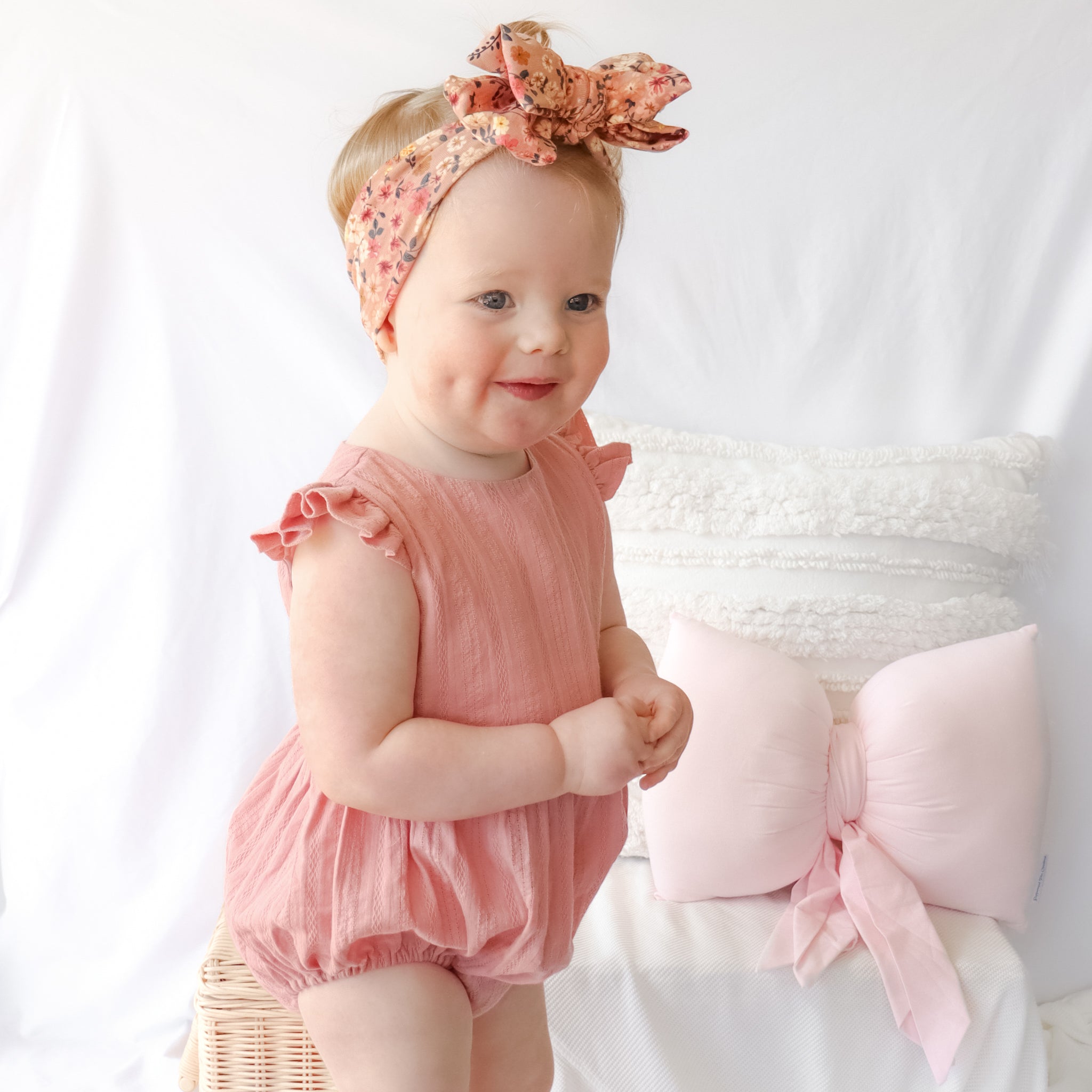 Noella Bubble Romper for Baby Girls - Soft Dusty Pink Cotton Jumpsuit | Perfect for Photoshoots, Playdates & Special Occasions