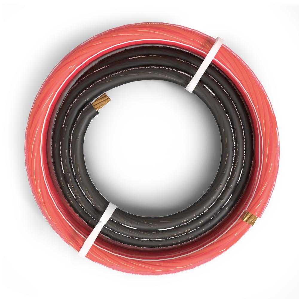 DS18 PW OFC1/0GA 5BK/20RD 1/0 Gauge Ultra Flexible OFC Ground Power Cable Kit - 5 Ft Black & 20 Ft Red for Car Audio, Marine, RV, and Off-Road Vehicle Electrical Systems