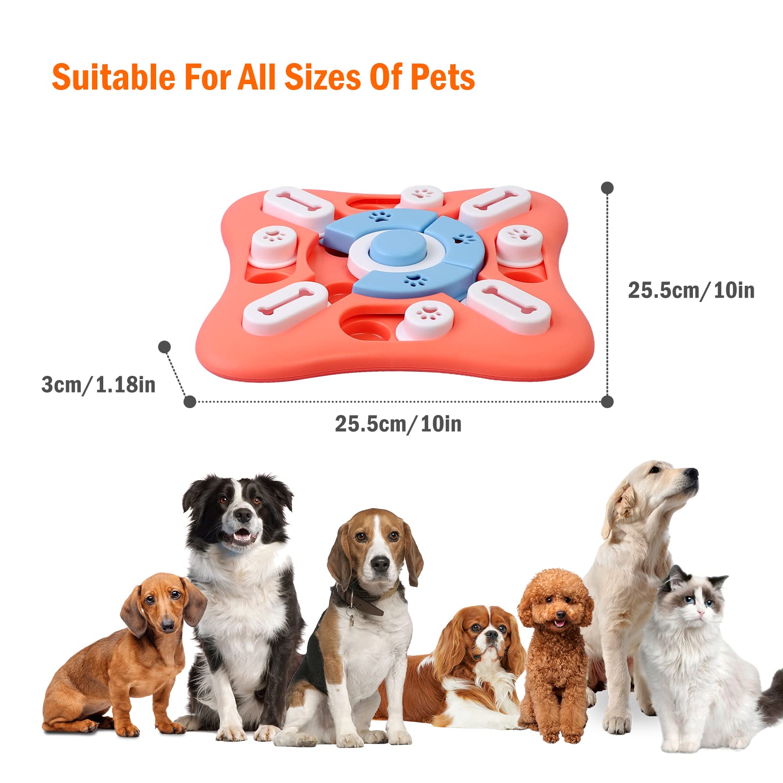 Interactive Dog Puzzle Toys for IQ Training & Mental Enrichment - Treat Dispensing Slow Feeder for Small Medium Large Dogs - Brain Stimulation Toys for Puppies & Adult Dogs - Perfect for Indoor Play, Boredom Relief & Training Rewards