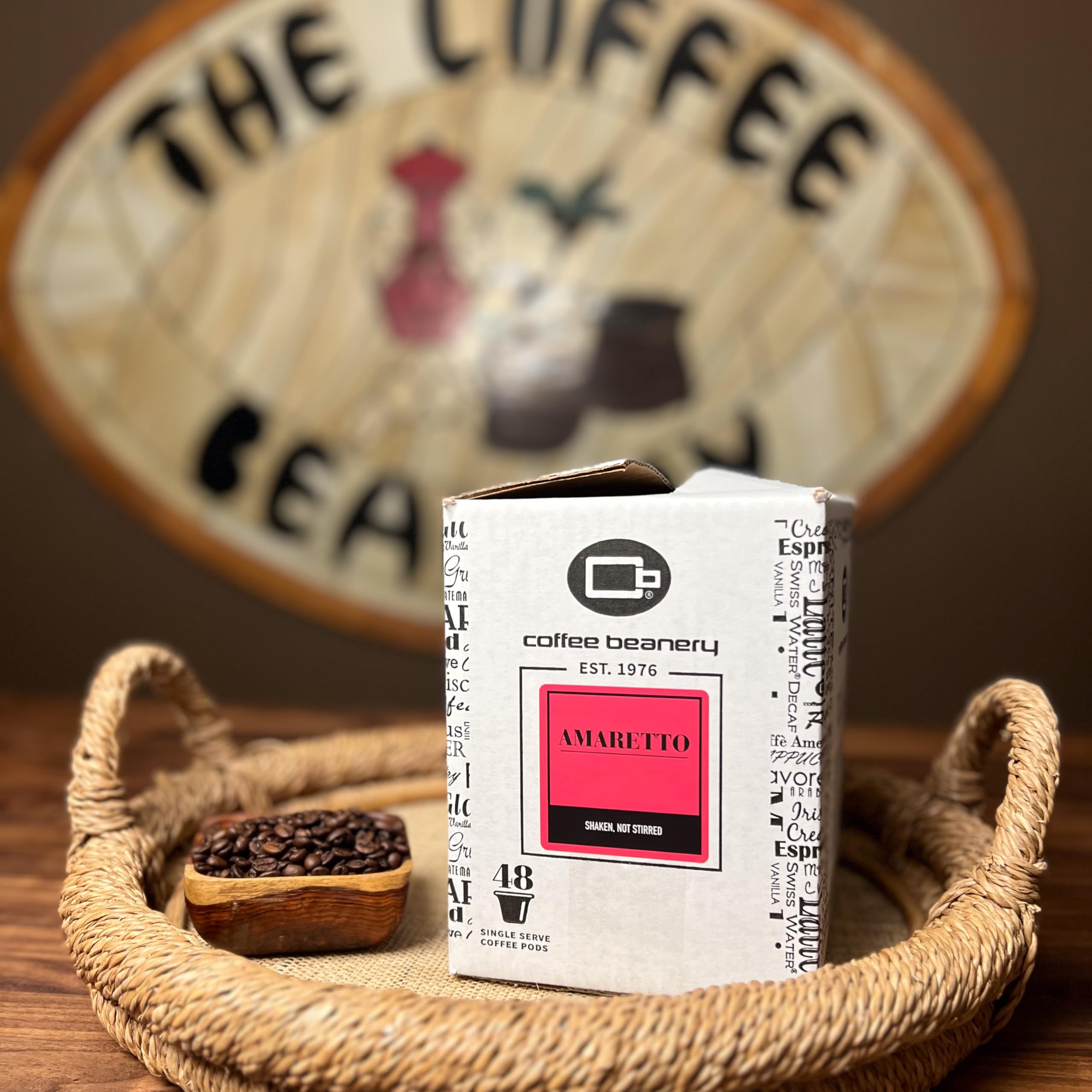 Coffee Beanery Amaretto Coffee Pods - 48 Count Bulk Medium Roast Arabica Coffee Capsules for Keurig Brewers | Perfect for Home, Office & Breakfast Use