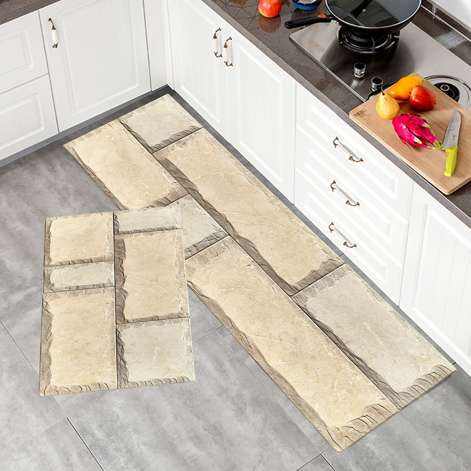 Anti-Fatigue Kitchen Mat - Non-Slip Geometric Rug for Sink & Laundry (16x24in)