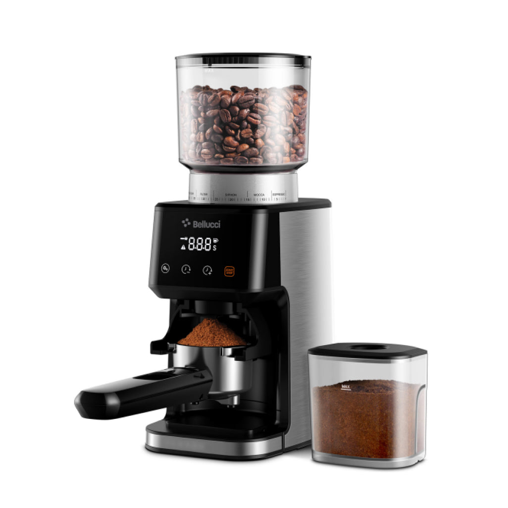Premium Bellucci Casa Electric Coffee Grinder - Adjustable Coarseness, Stainless Steel Blades for Fresh Ground Coffee - Perfect for Espresso, French Press & Drip Brewing at Home or Office