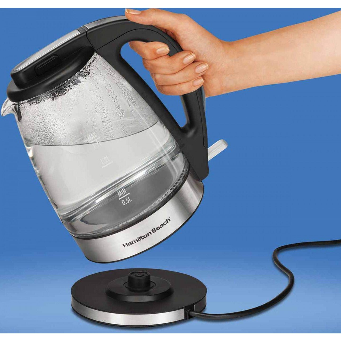 Hamilton Beach 1.7L Cordless Electric Kettle - Fast Boiling, Auto Shut-Off & Boil-Dry Protection - Perfect for Tea, Coffee & Instant Meals - 40865C