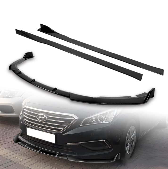 3PCS Front Bumper Body Kit Spoiler Lip + 6PCS Side Skirt Extensions Splitters Diffuser for 2015-2017 Hyundai Sonata - 86
