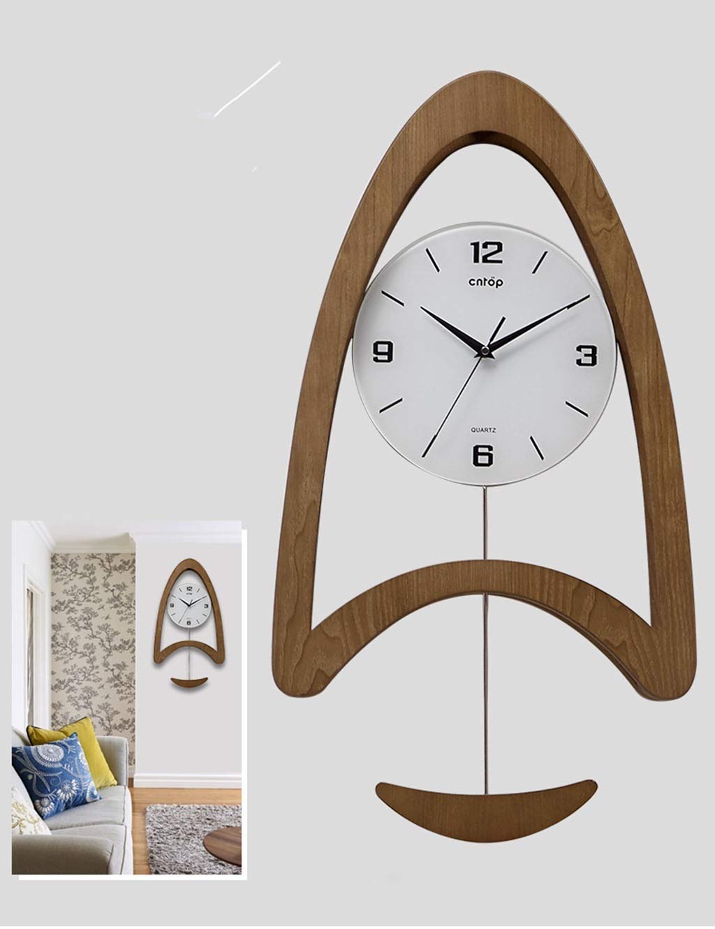 Silent Non-Ticking Wall Clock - Modern European Style Decorative Pendulum Clock for Living Room, Bedroom & Office - 23.2 Inch Large Contemporary Home Decor (Perfect for Home, Office & Gift Giving)