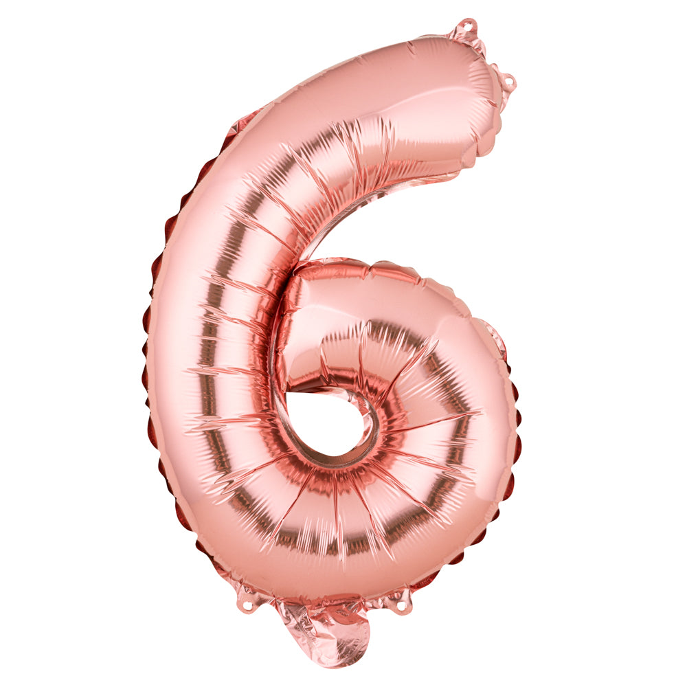 Balloonify Rose Gold Mylar Number 6 Balloon - 16 Inch - 1 Count Box - Perfect for Birthdays, Anniversaries & Party Decorations
