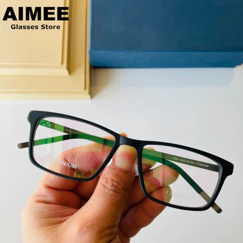 Stylish Aimee Unisex Full Rim Square Titanium Acetate Eyeglasses Frame 1228 - Perfect for Work, Reading & Everyday Fashion