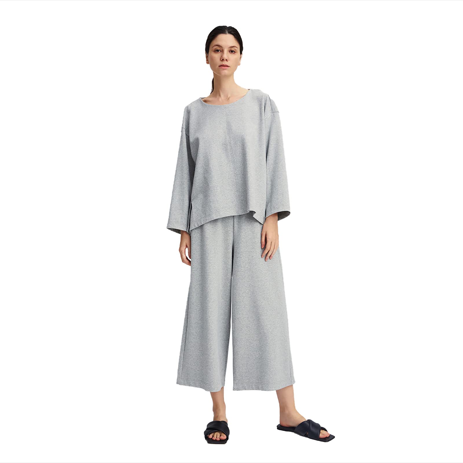 NapLoungewear Women's 2-Piece Outfit Set - Soft Casual Pullover Long Sleeve Top & Wide Leg Pants for Home, Yoga & Relaxation | Comfortable Loungewear for Women