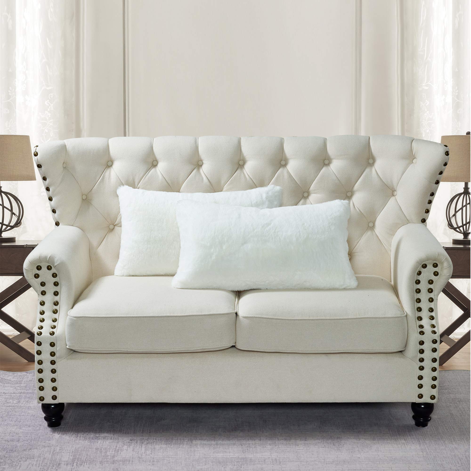 Premium Faux Fur Throw Pillow Covers Set of 2 - 14