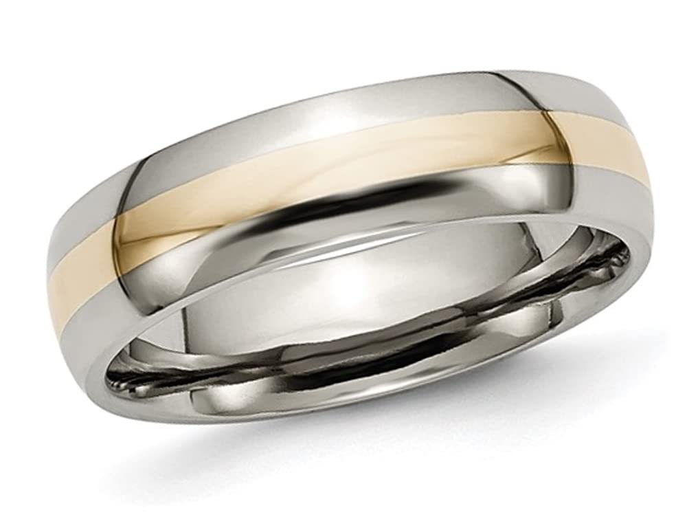 Gem & Harmony Men's 6mm Comfort Fit Titanium Wedding Band Ring with 14K Gold Inlay - Durable & Hypoallergenic Titanium Ring for Weddings, Anniversaries & Everyday Wear