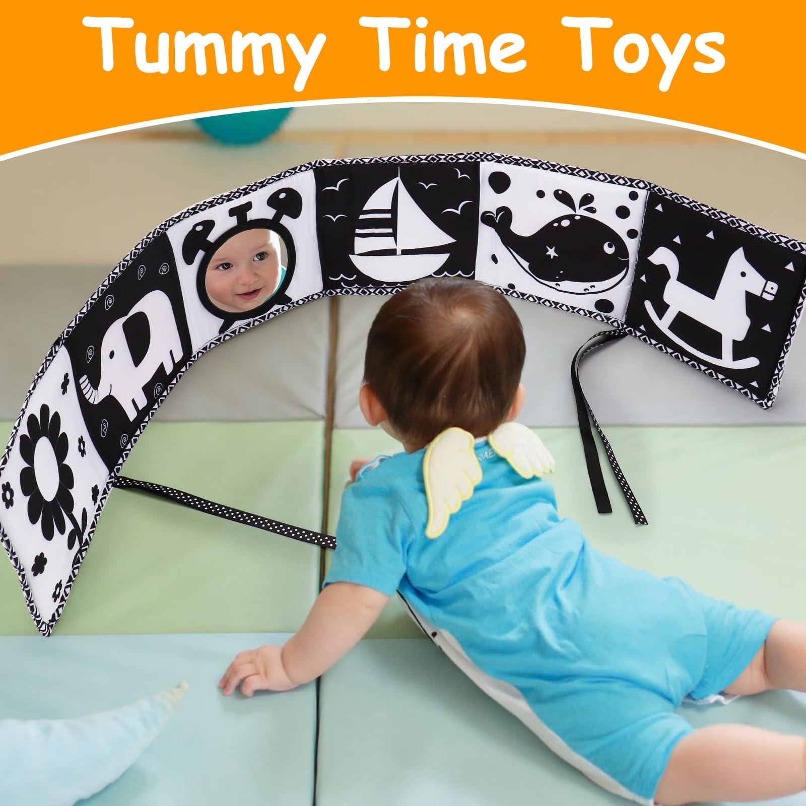 High Contrast Baby Toys 0-12 Months - Soft Sensory Books for Newborns 0-3 Months | Montessori Toys for Brain Development | Tummy Time & Shower Gifts for Infants (Black & White) - Perfect for Nursery, Playtime & Early Learning