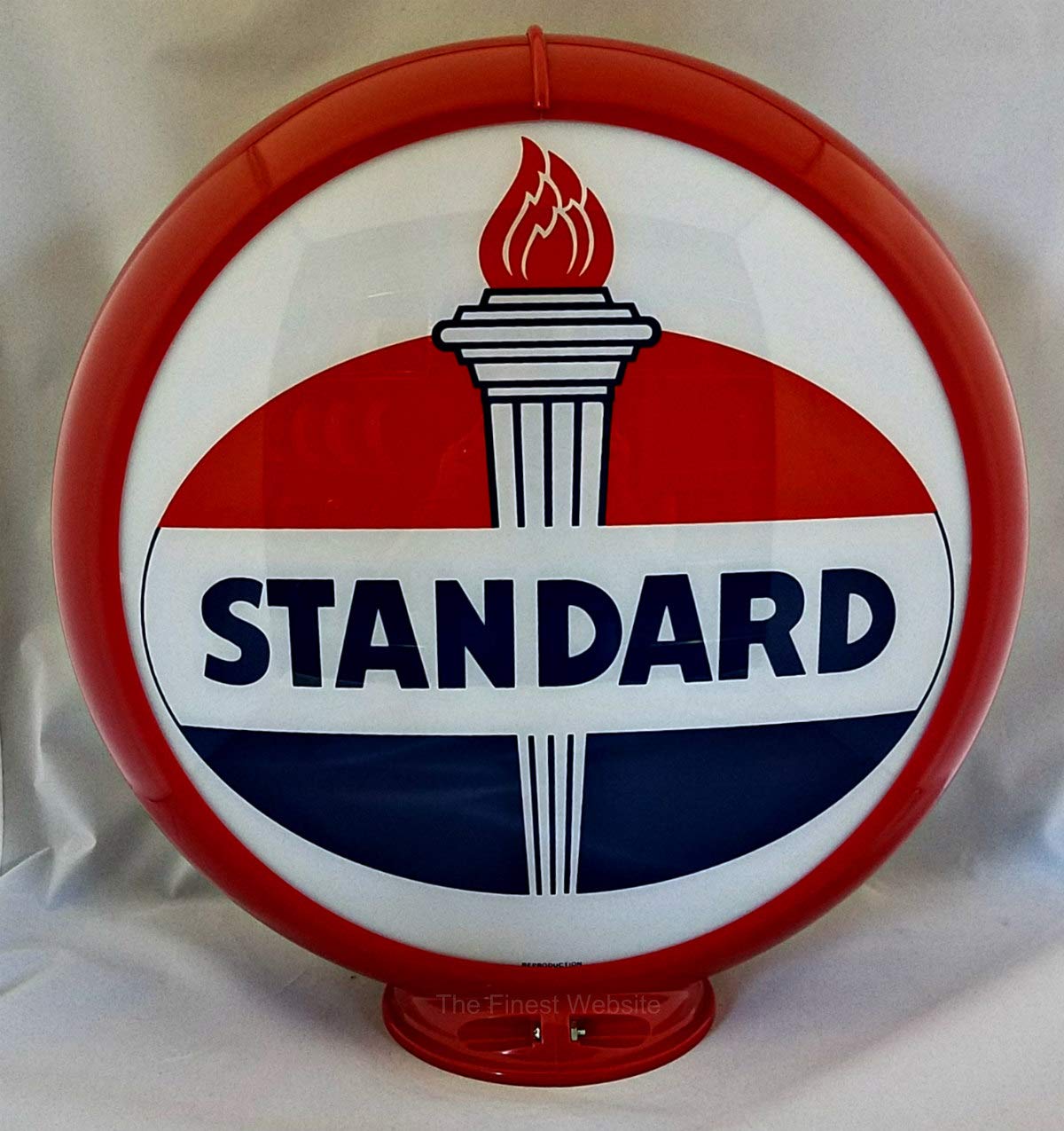 Vintage Reproduction Standard Oil Gas Pump Globe - Pre-Assembled with Red Outer Frame - Free Shipping to Lower 48 States - Perfect for Gas Station Decor, Man Cave, and Retro Collectibles