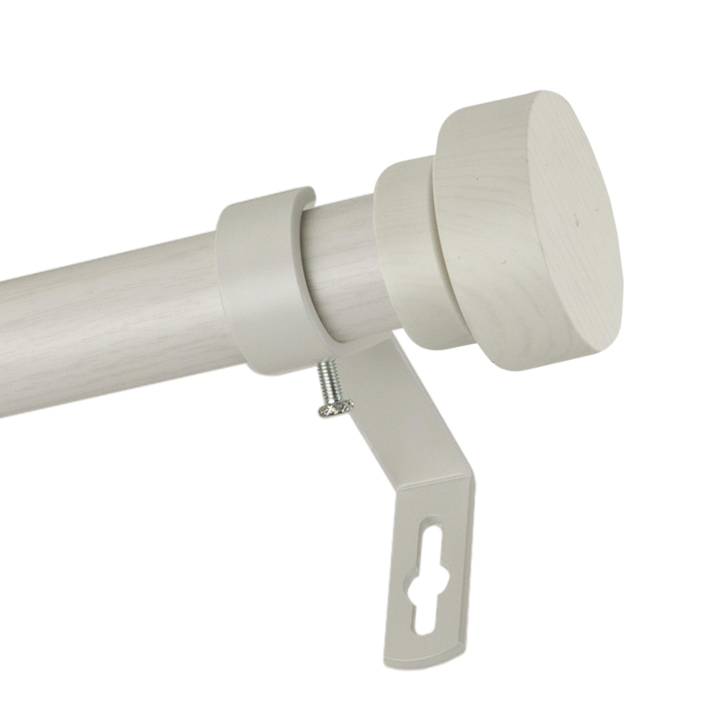Rod Desyne 1 Inch Bonnet Faux Wood Single Curtain Rod - Adjustable 66 to 120 Inches - Pearl White Finish - Perfect for Living Room, Bedroom & Window Treatments
