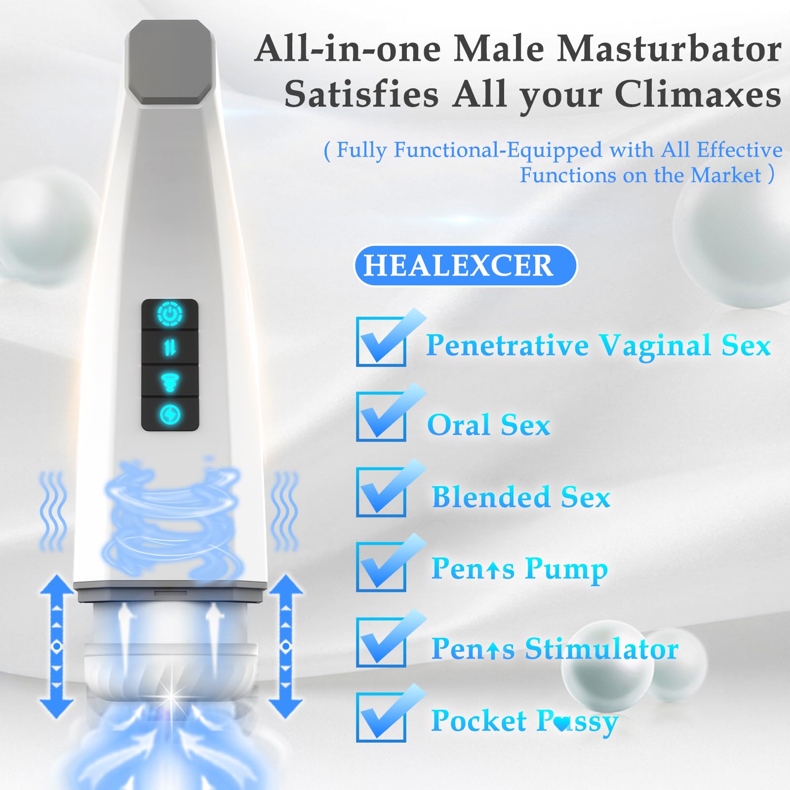 3 in 1 Thrusting Sucking Vibrating Automatic Male Masturbator - Hands-Free Adult Sex Toy for Men with Blowjob & Stroking Functions | Realistic Penis Vibrator for Solo Pleasure & Couples Play | Perfect for Travel, Discreet Storage & Stress Relief