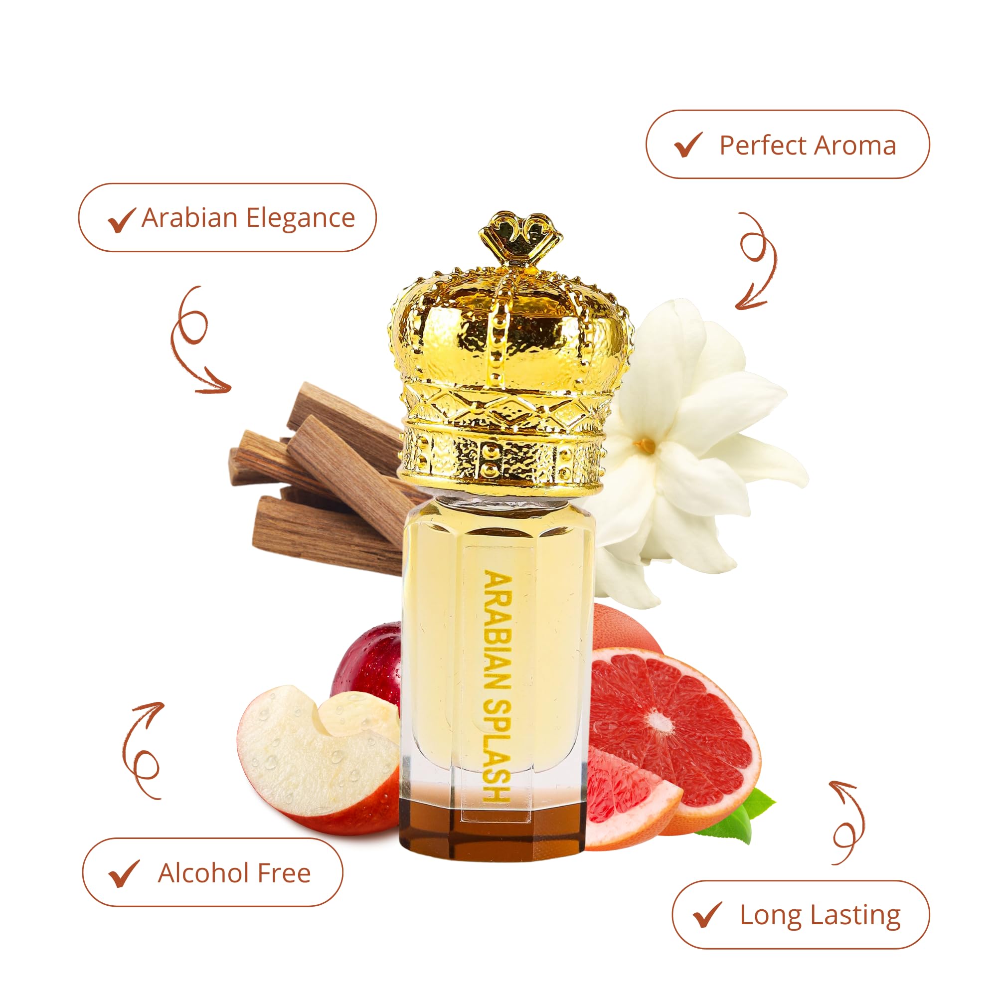Premium Arabian Perfume Oil for Men & Women - Alcohol-Free Fruity Floral Musky Fragrance | 0.10 Fl Oz Roll-On | Long-Lasting Scent for Daily Wear, Date Nights & Special Occasions