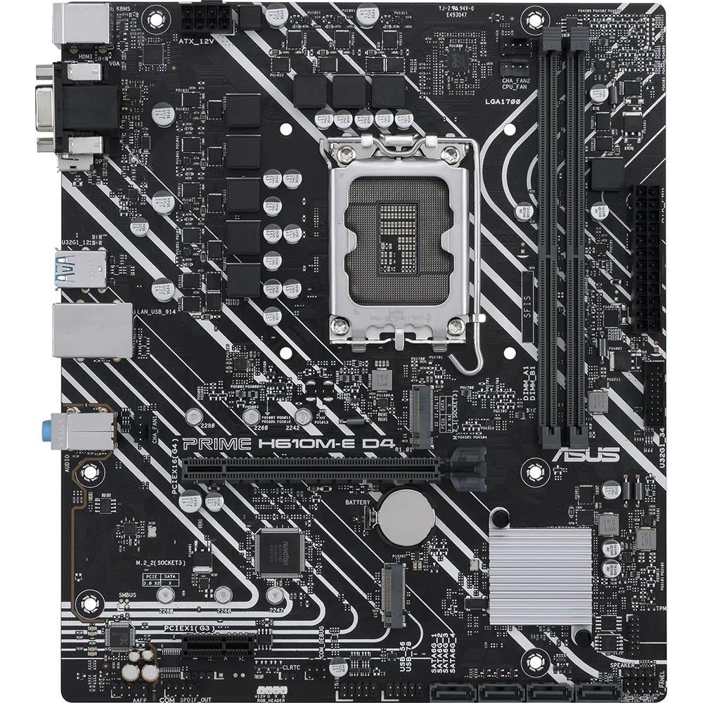 ASUS PRIME H610M-E D4 CSM LGA 1700 Micro ATX Motherboard - Intel 12th/13th Gen CPU Support, DDR4 RAM, PCIe 4.0 - Ideal for Gaming PC, Home Office & Small Business Workstations