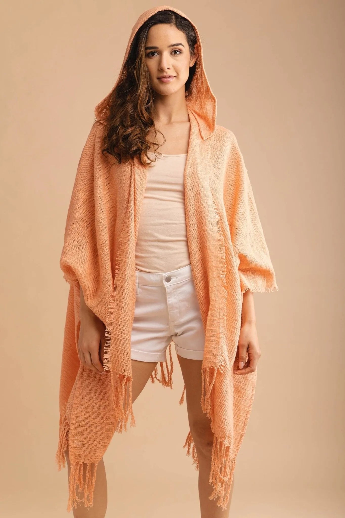 Lightweight Cotton Fringed Kimono Cover Up - Beachwear, Poolside, Summer Vacation & Boho Fashion Outfit