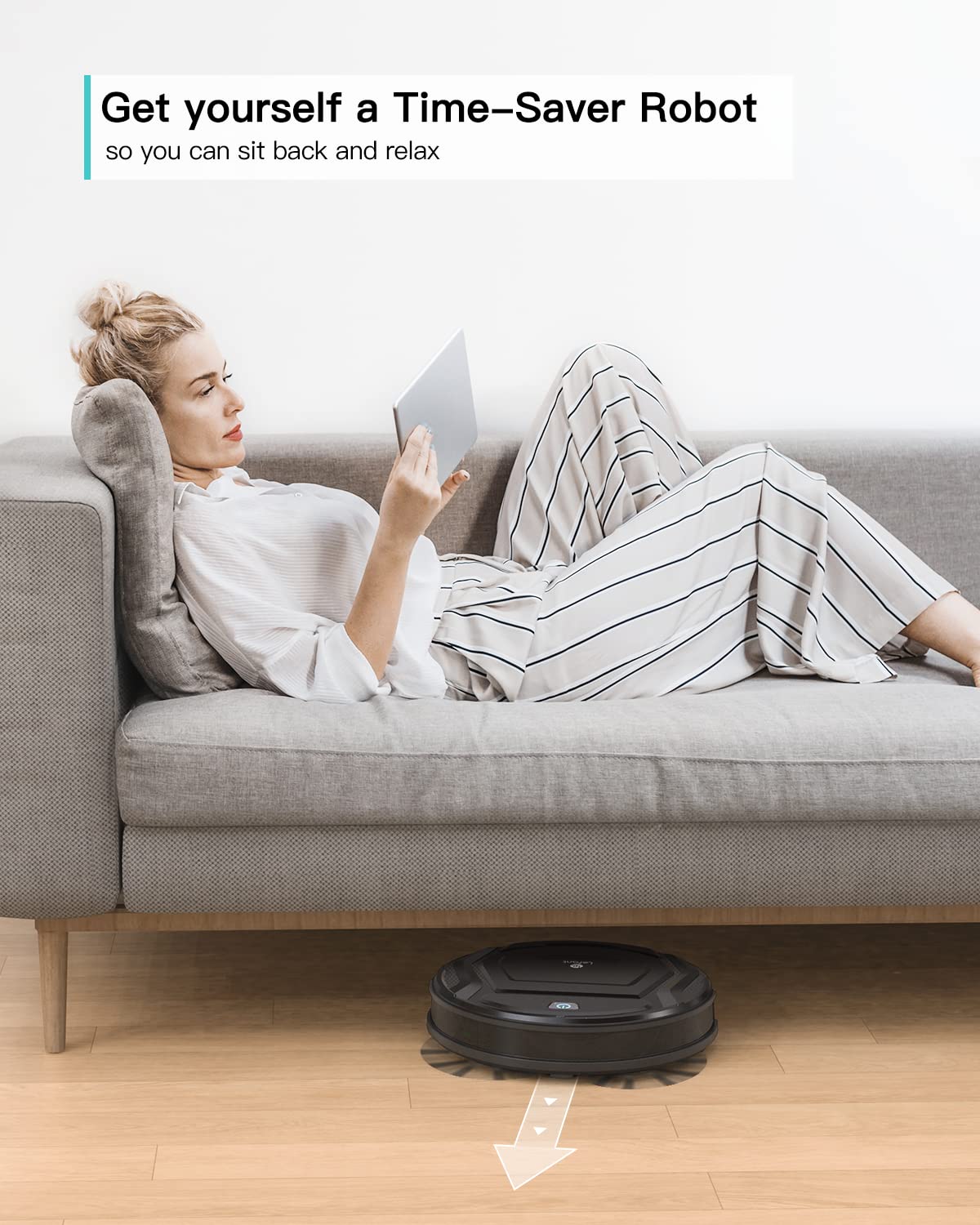Lefant M210B 2-in-1 Robot Vacuum and Mop with WiFi/Alexa App Control, 2000Pa Strong Suction, Self-Charging, Tangle-Free, Slim Design for Hard Floors, Pet Hair & Carpets - Perfect for Smart Homes & Pet Owners