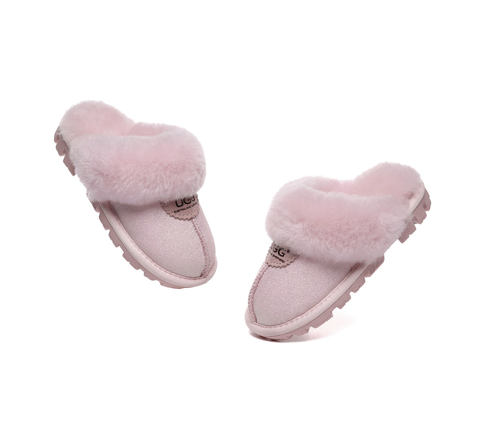 Australian Shepherd® Kids UGG Slippers - Genuine Sheepskin Wool Indoor/Outdoor House Shoes for Boys & Girls - Perfect for Winter Comfort & Cozy Home Wear