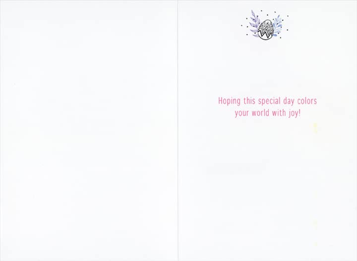 Easter Card with Black Lined Eggs & Glitter Circles - Holiday Greetings