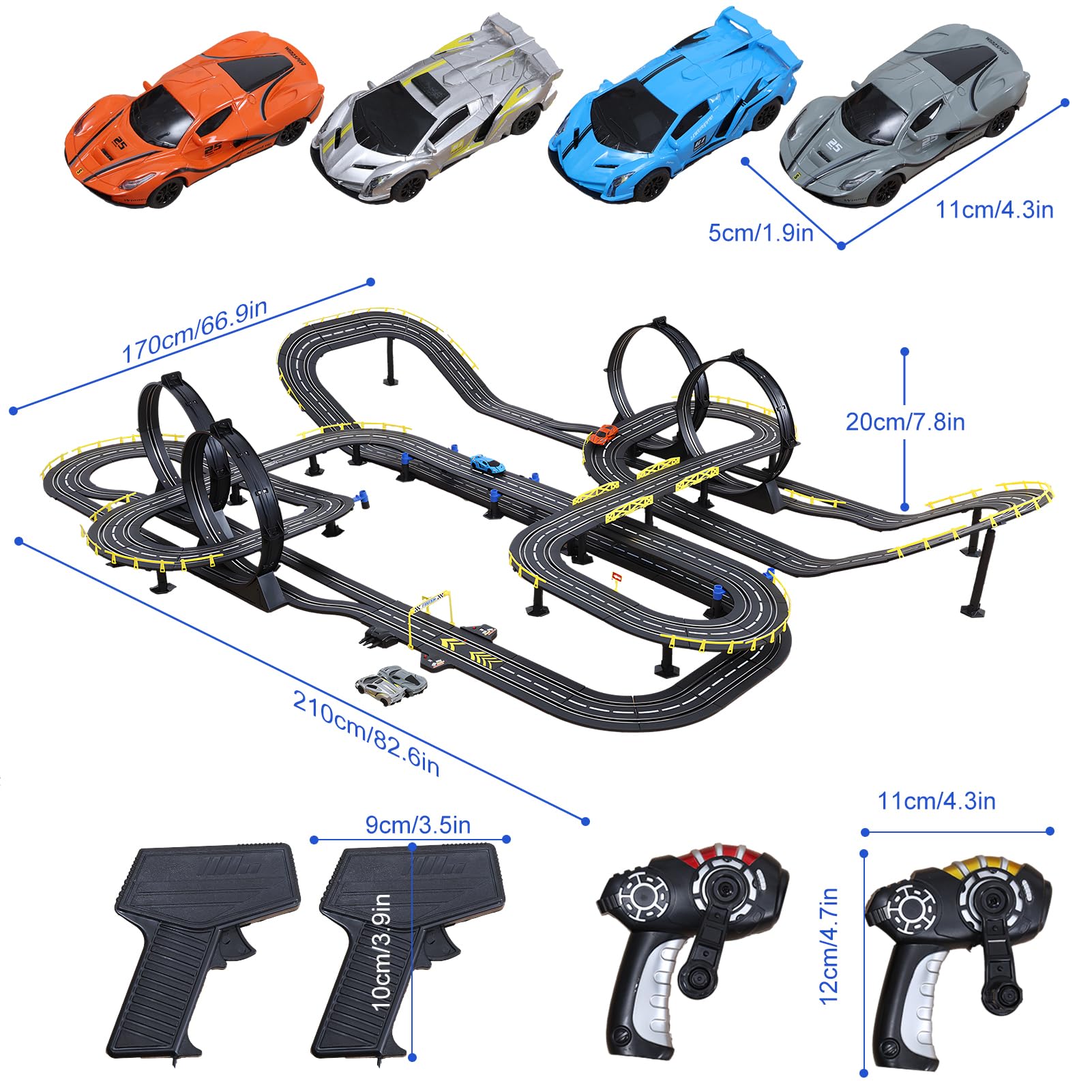 Electric Slot Car Race Track Set for Kids - High-Speed Racing Toy for Boys & Girls Ages 5-10 - Perfect Birthday Gift for Kids - Indoor Racing Fun for Family Game Nights & Playroom Activities (Black)