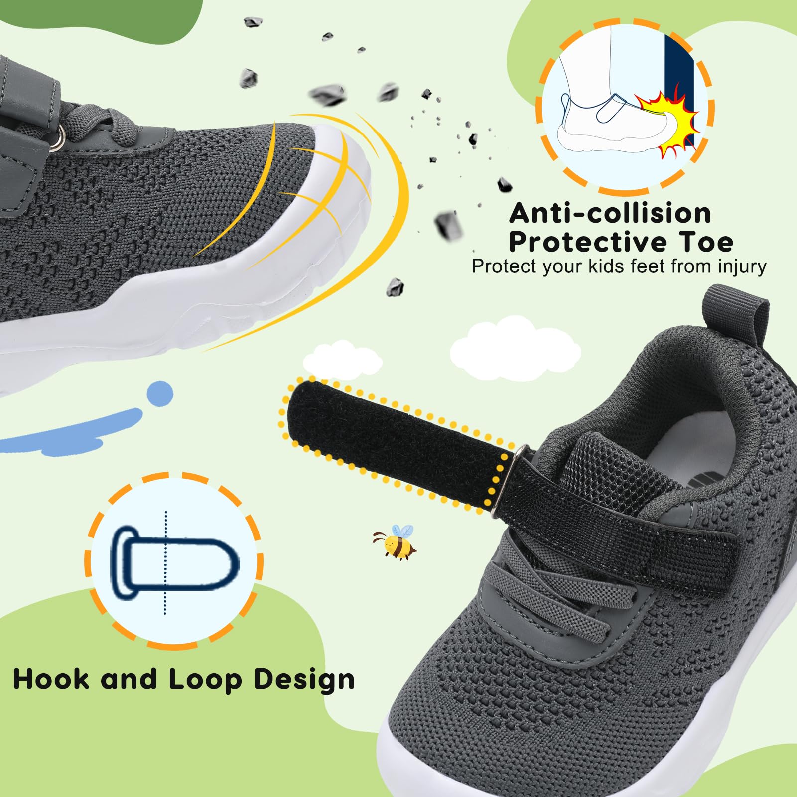 BARERUN Barefoot Shoes for Toddlers - Breathable Kids Sneakers for Boys & Girls - Lightweight Slip-On Running Shoes for School, Tennis & Walking - Perfect for Active Play & Outdoor Adventures