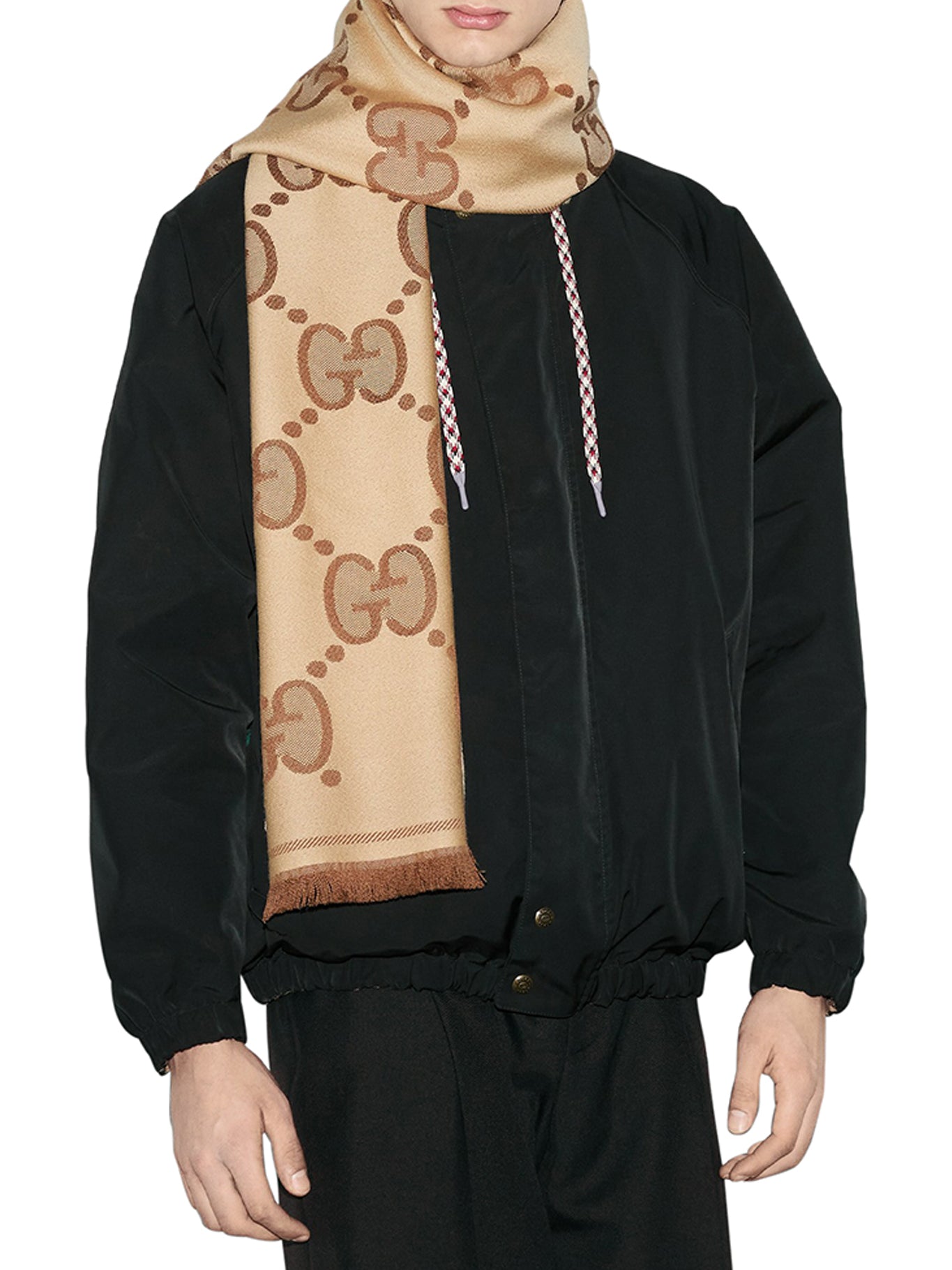 GG Jacquard Wool Scarf - Luxury Warm Winter Accessory for Men & Women - Perfect for Cold Weather, Office, and Outdoor Activities