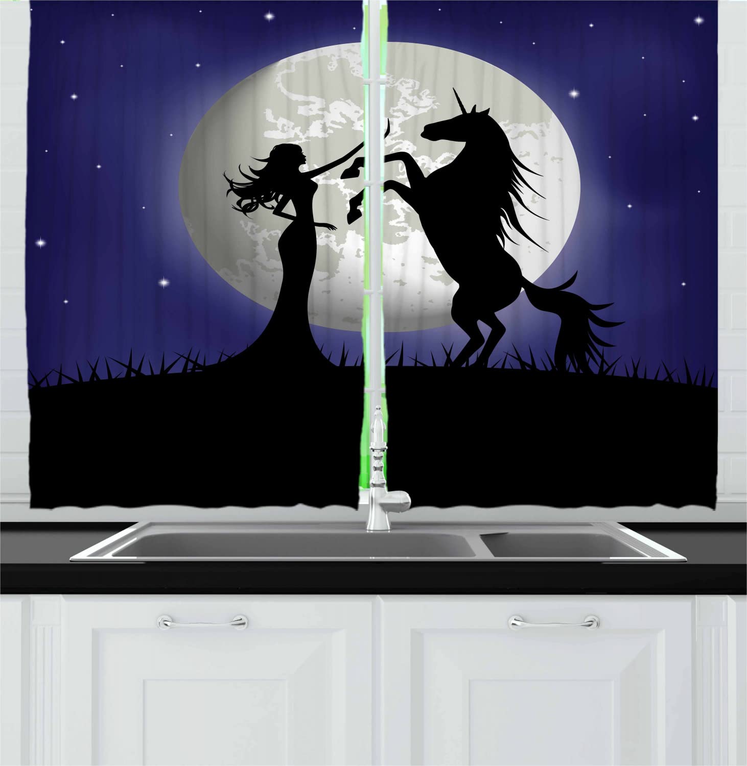 Ambesonne Horse Themed Kitchen Curtains - 55