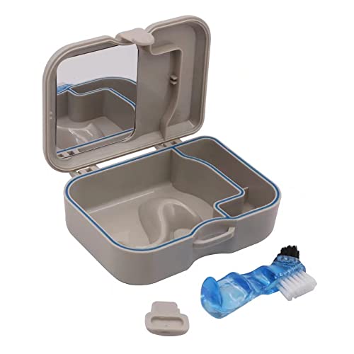 Premium Denture Storage Case with Mirror & Cleaning Brush - Travel-Friendly False Teeth Holder for Dentures & Dental Appliances - Perfect for Travel, Camping & Daily Use