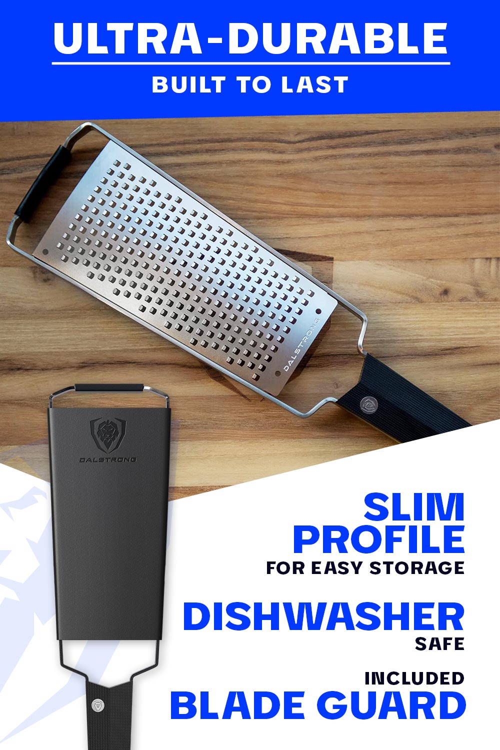 Premium Stainless Steel Wide Cheese Grater - Coarse Shredding for Hard Cheeses | Dalstrong Professional Kitchen Tool | Perfect for Pasta, Pizza & Salad Toppings
