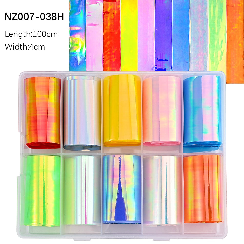100 Animal Nail Foil Patterns - 10 Rolls Boxed Transfer Paper Stickers for DIY Water Marble Nail Art | Perfect for Salon, Home Manicure & Nail Decoration