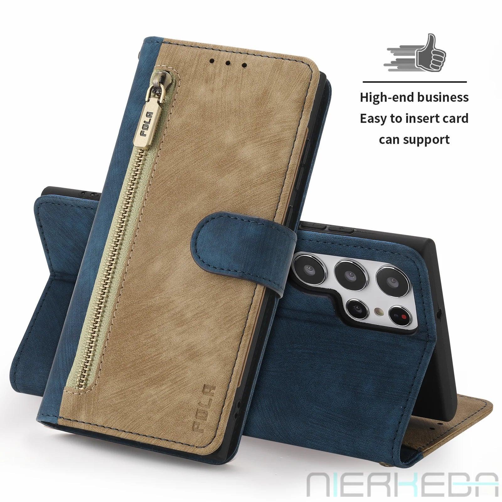 Samsung Galaxy S24 Ultra Anti-Theft Leather Case with RFID Protection - Slim & Durable Phone Cover for Daily Use, Travel & Business