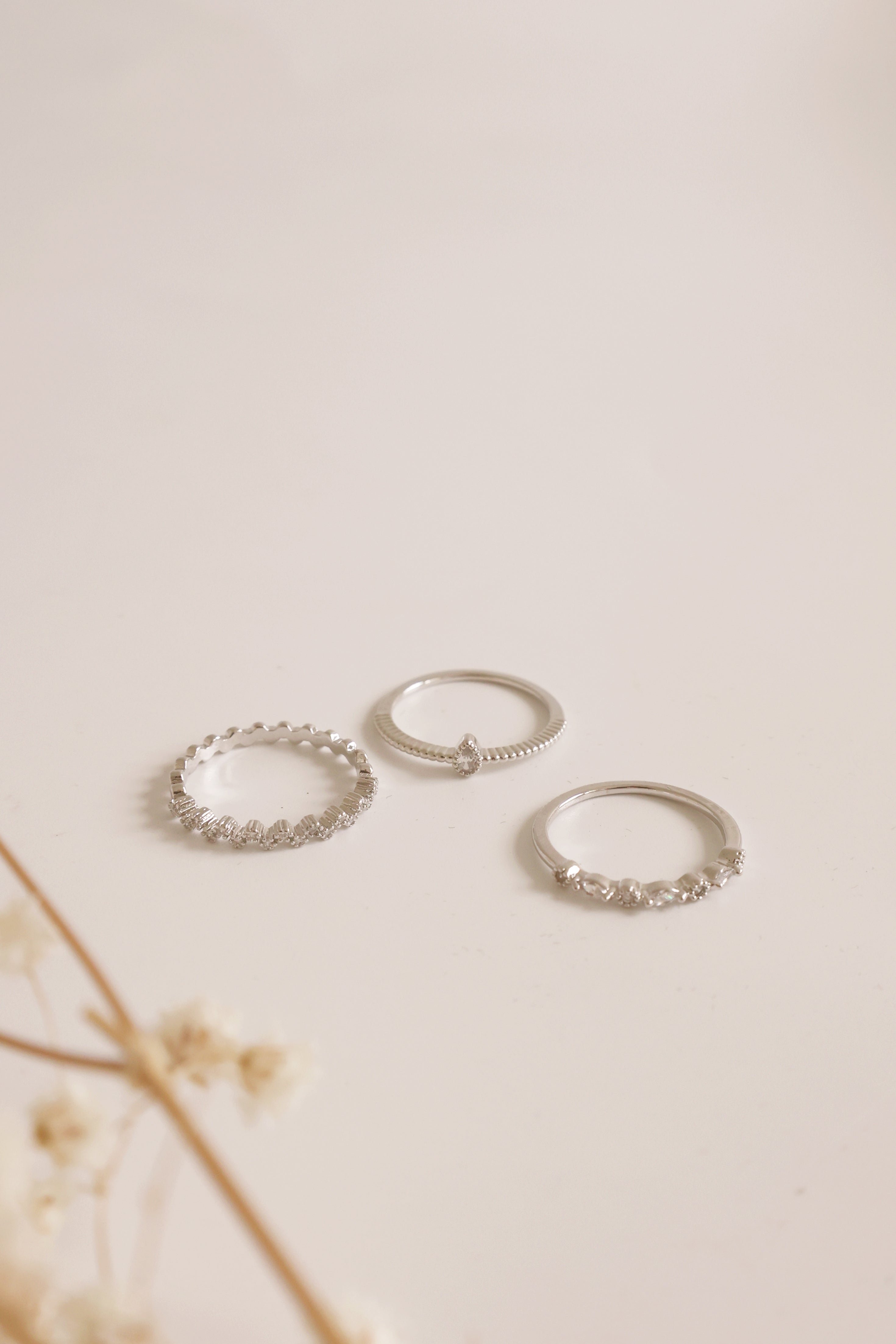 Isla Ring Set of 3 - Sterling Silver Stackable Rings for Women, Dainty Minimalist Rings - Perfect for Everyday Wear, Layering & Gift Giving