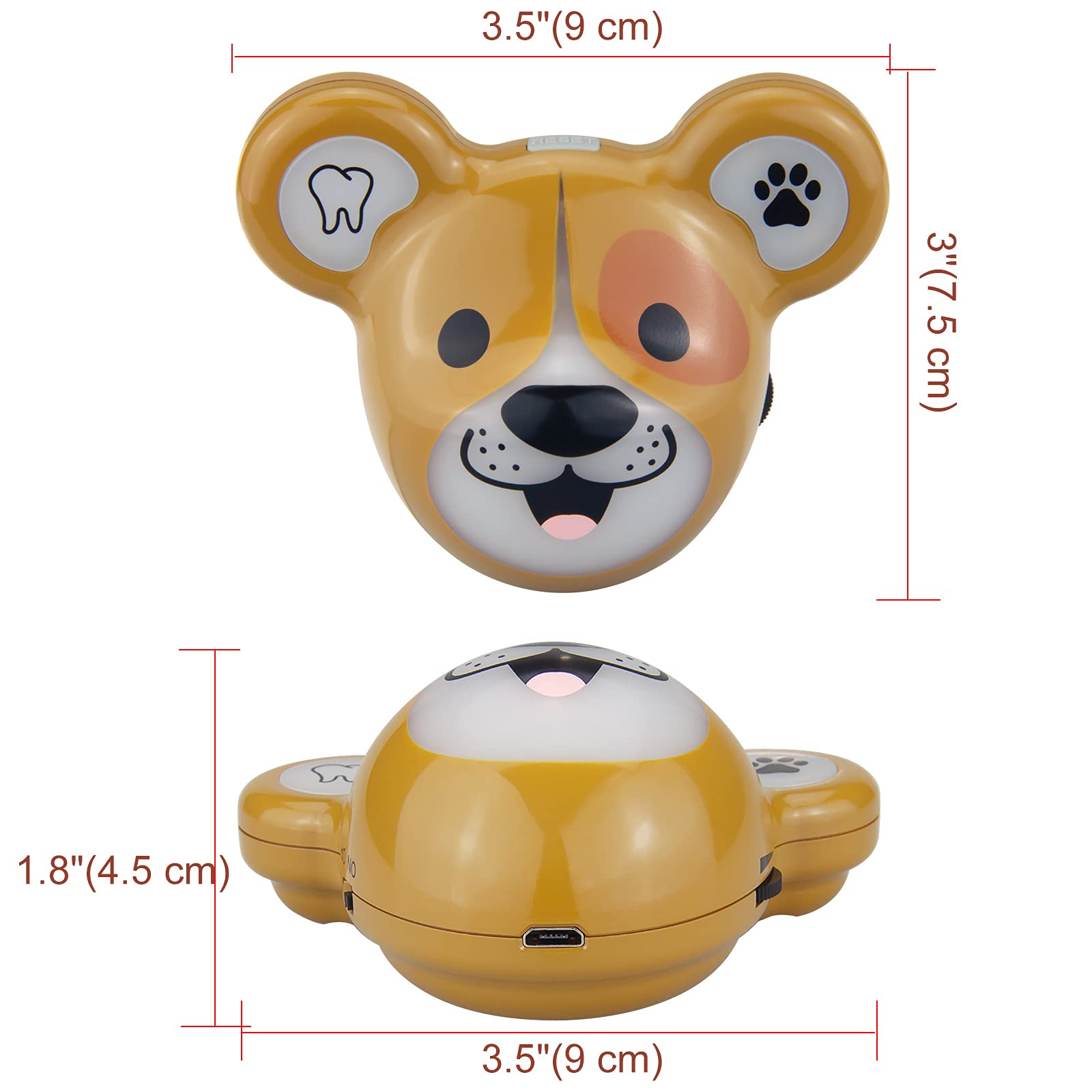 LUXSWAY Cute Animal Toothbrush Timer with Music & Volume Control - 2-Minute Brushing & 20-Second Handwashing Training for Kids - Rechargeable LED Visual Timer (Dog Design) - Perfect for Bathroom, Kids' Dental Hygiene & Handwashing Routine