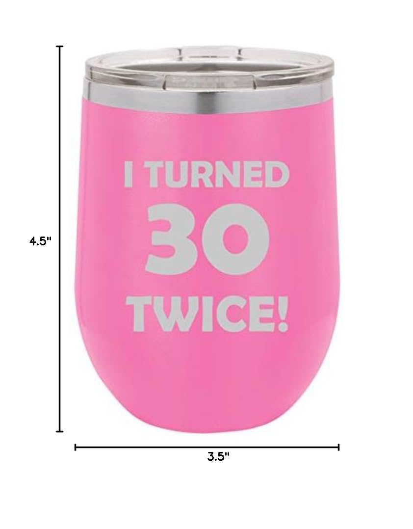 12 oz Double Wall Vacuum Insulated Stainless Steel Wine Tumbler - Stemless Coffee Travel Mug with Lid - Funny 60th Birthday Gift 