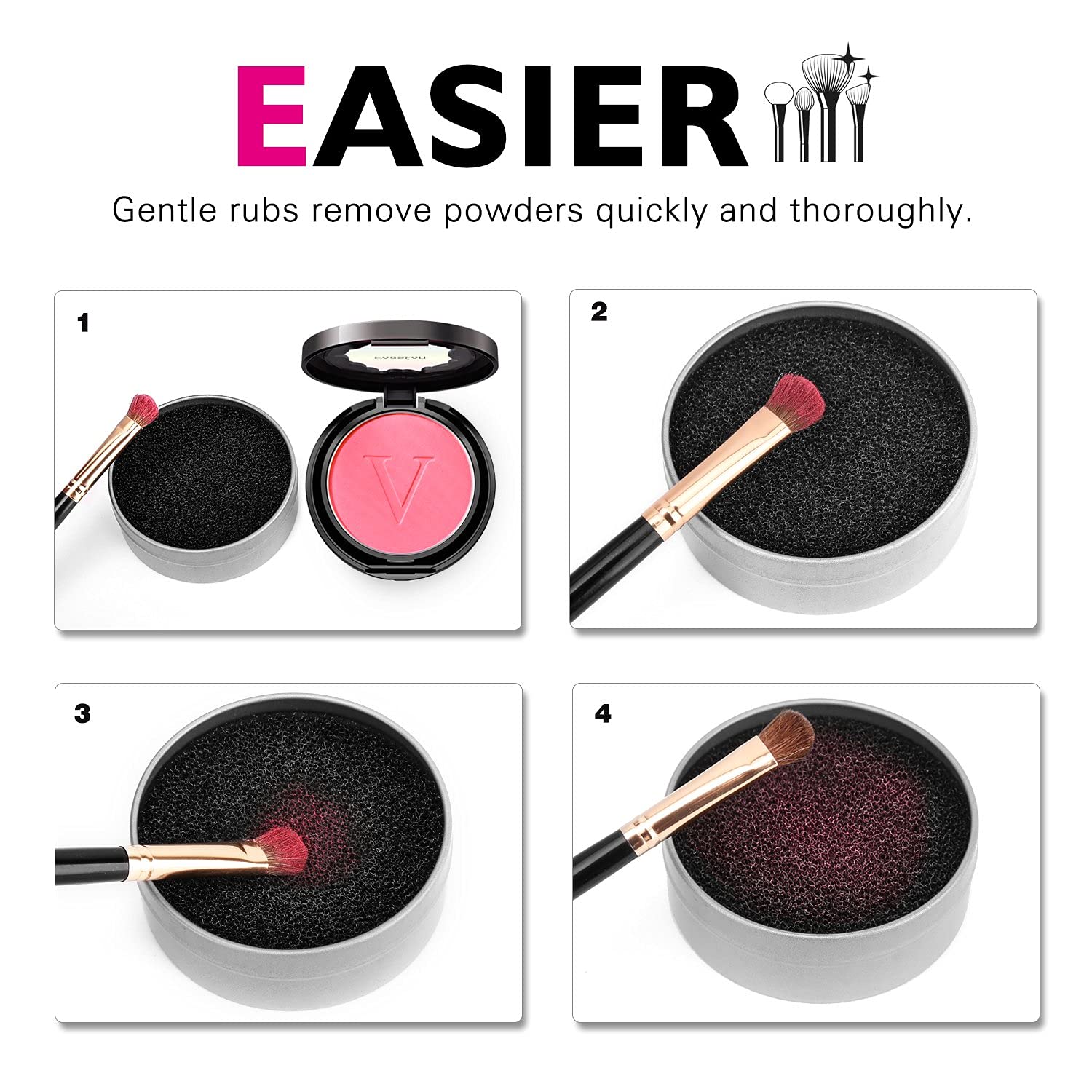 BH STUDIO PRO Makeup Brush Cleaner & Color Removal Sponge (1-Pack, Black) - Deep Cleans Brushes, Removes Stubborn Makeup - Perfect for Daily Brush Cleaning & Professional Makeup Artists