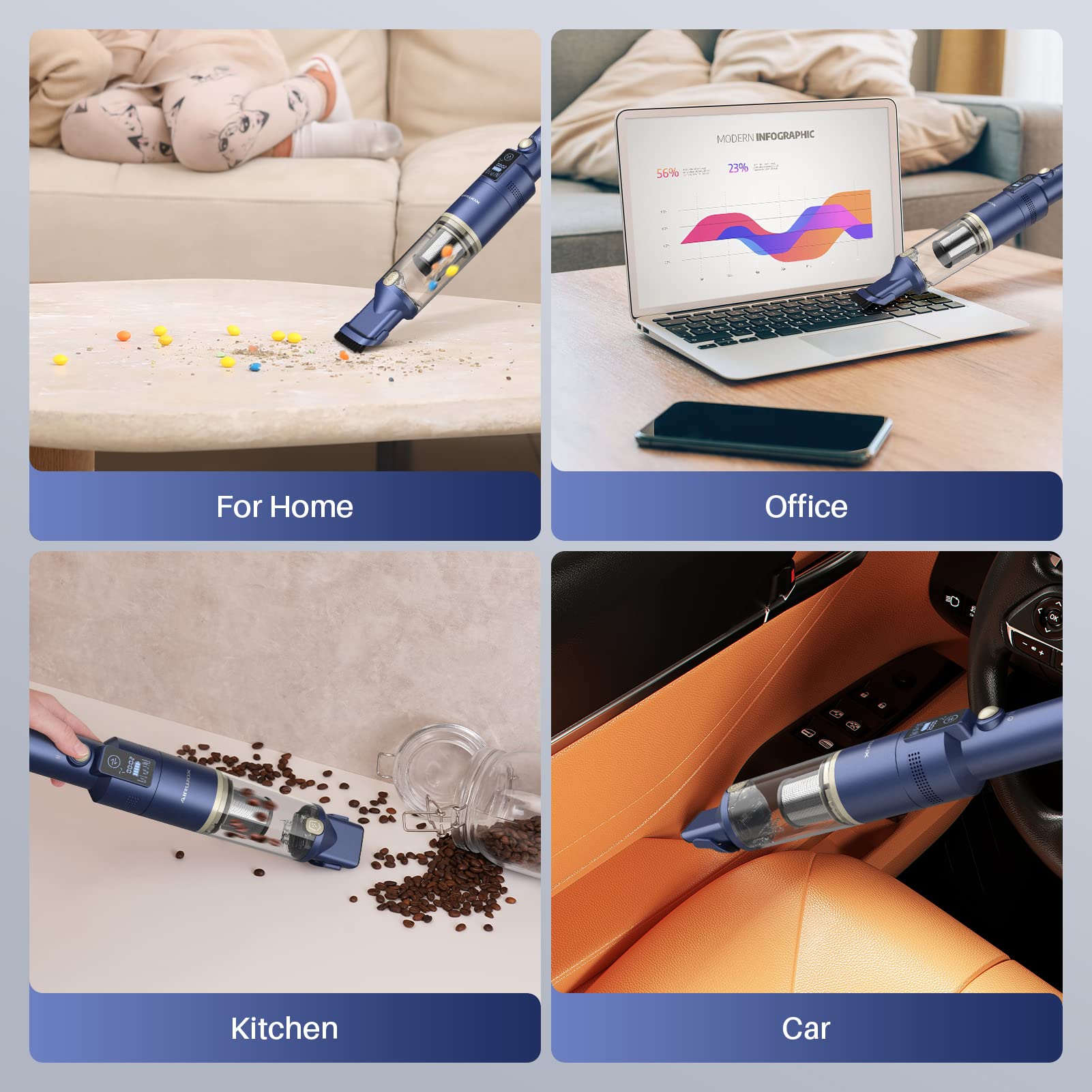 12KPA High Power Cordless Handheld Vacuum with Brushless Motor & LED Display - Rechargeable Dust Buster for Car, Home & Office Cleaning | Portable Vacuum for Pet Hair, Stairs, Furniture & Quick Cleanups