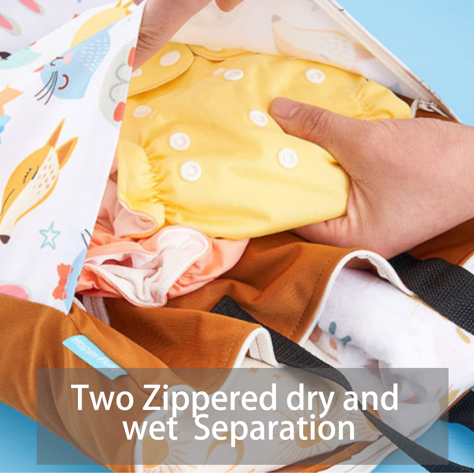 Lmbabter 2-Pack Wet Dry Bags for Baby Cloth Diapers - Waterproof Nappy Organizer Pouches & Diaper Tote (15.7x27.5in) - Perfect for Travel, Beach, Gym & Baby Essentials Storage (Style D)
