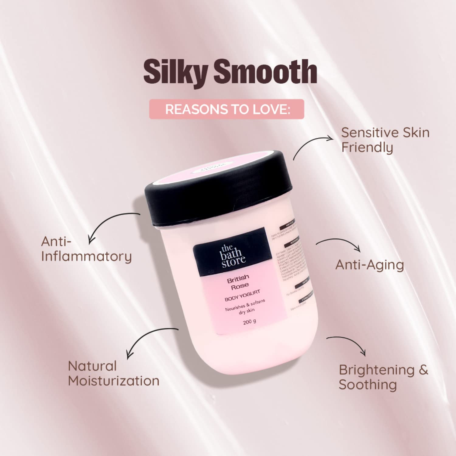 The Bath Store British Rose Body Yogurt - 200g Moisturizing Body Lotion for Dry Skin, Hydrating & Nourishing - Perfect for Daily Skincare Routine & Spa Day at Home