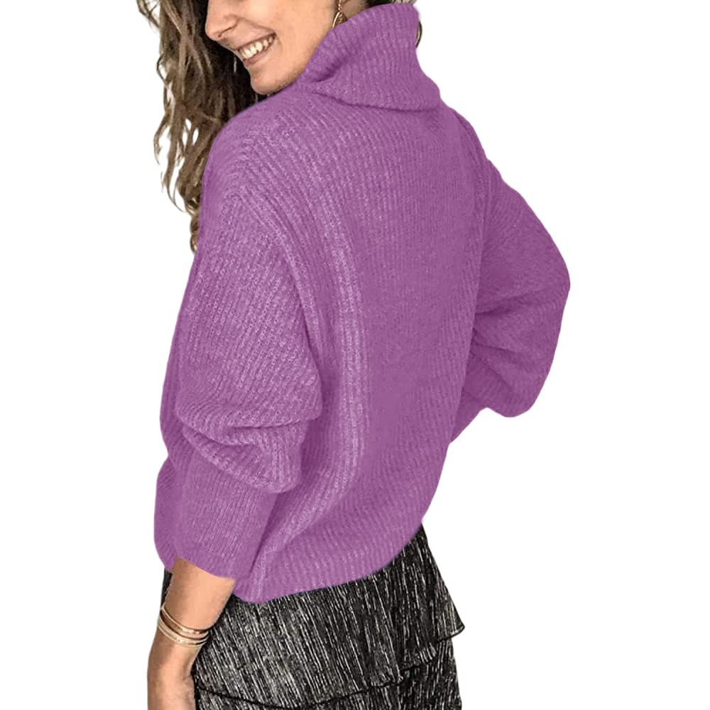 Women's Oversized Turtleneck Chunky Knit Pullover Sweater - Winter Warm Cowl Neck Long Sleeve Loose Slouchy Sweater for Casual Outfits & Cozy Home Wear