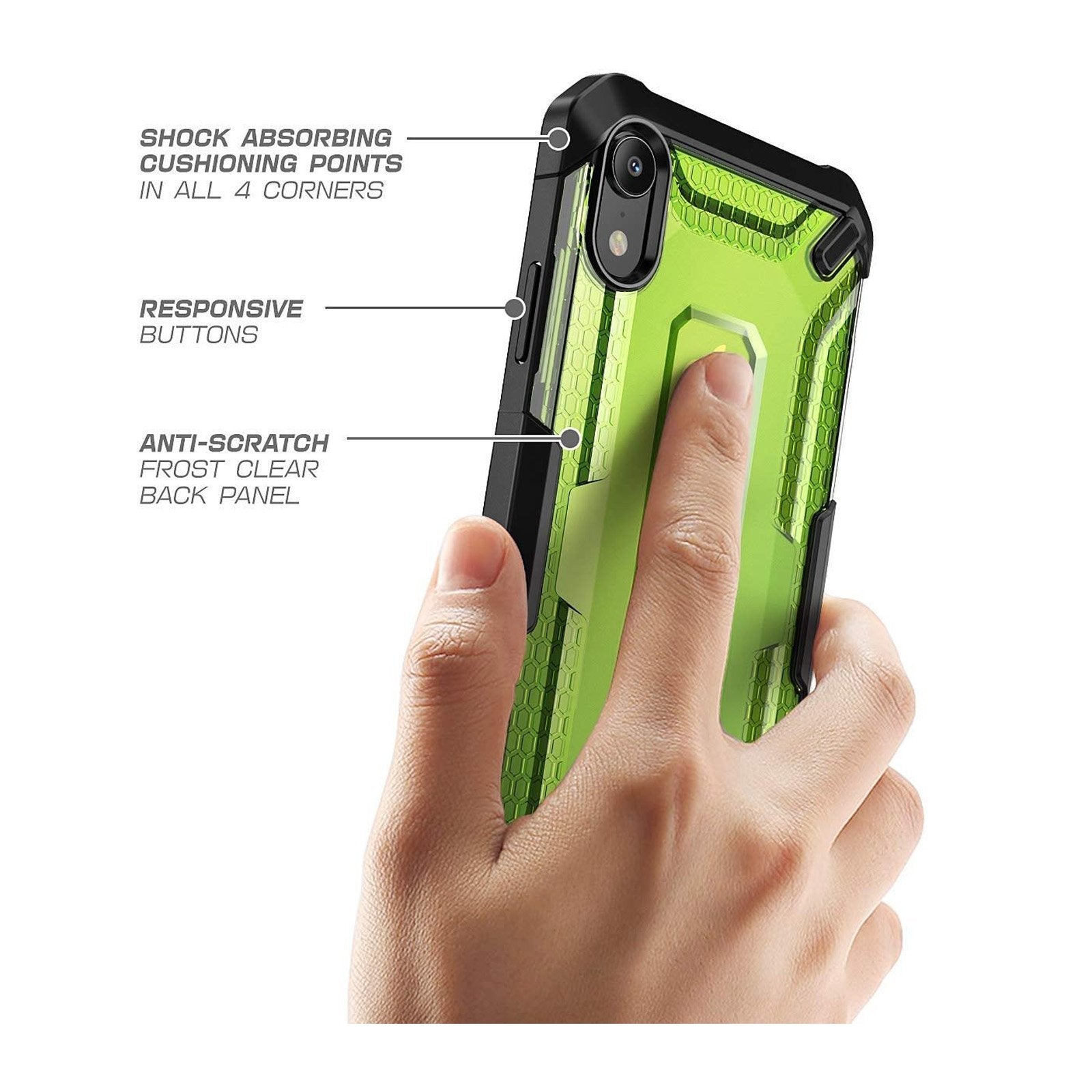 iPhone XR Unicorn Beetle Hybrid Bumper Case - Shockproof Protective Cover with Built-in Screen Protector (Green) - Perfect for Outdoor Activities, Travel & Daily Use