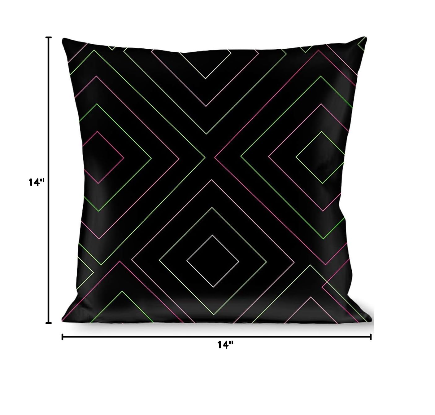Decorative Square Throw Pillow Cover - Black, Green, Pink Striped Lines - Perfect for Sofa, Bed, Couch & Home Decor