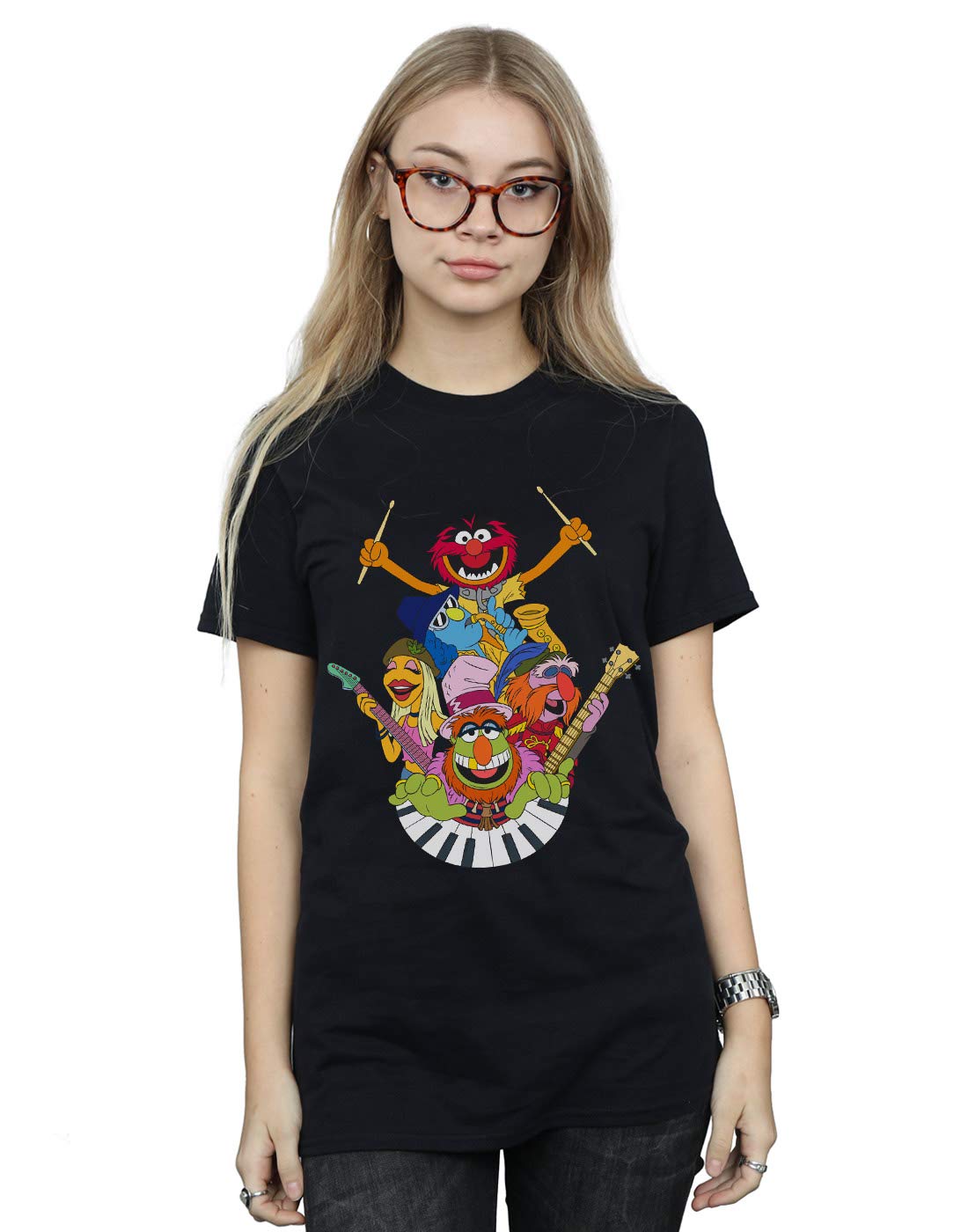 Disney The Muppets Dr Teeth & Electric Mayhem Women's Boyfriend Fit T-Shirt - Black, Medium | Casual Wear, Music Festival Outfit, Disney Fan Gift