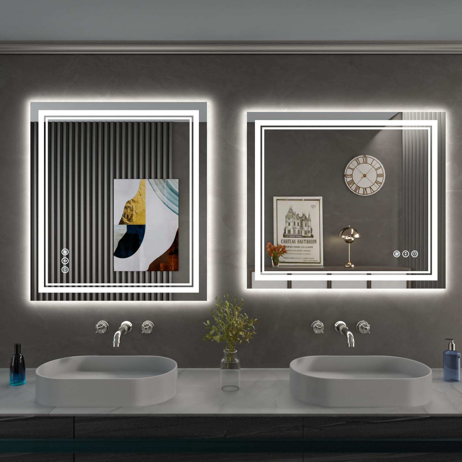 40 x 24 Inch LED Bathroom Mirror with Anti-Fog & Dimmable Memory Lights - Front Light & Backlit Vanity Mirror - Shatterproof Wall-Mounted for Makeup, Shaving & Home Decor