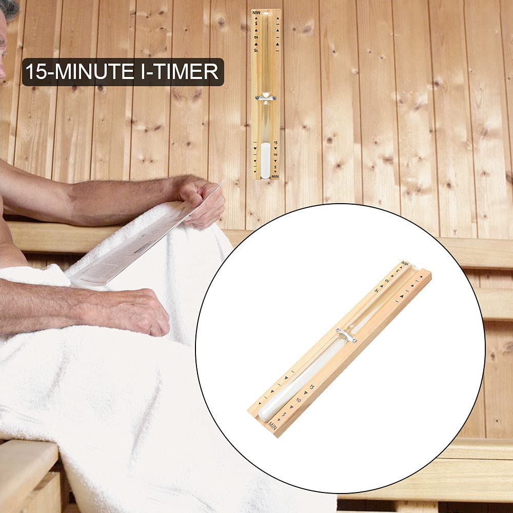 Fiacvrs 15-Minute Sauna Timer - Heat Resistant Wooden Hourglass Sand Timer for Steam Room & Spa, Perfect for Sauna Sessions, Yoga, and Relaxation Therapy