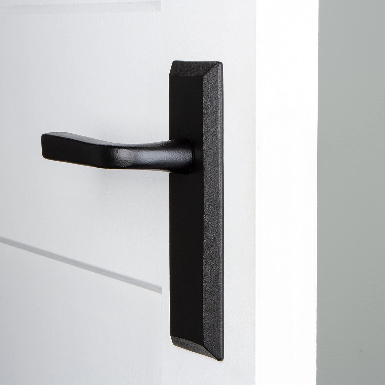 Black Iron Keep Plate Single Dummy with Lance Lever - Right Handed Door Hardware for Interior Doors | Perfect for Home, Office & Commercial Use