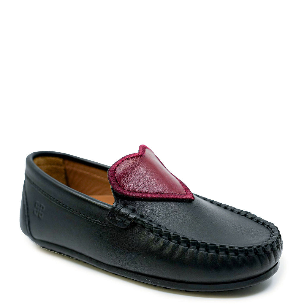 Stylish Black & Red Heart Loafers for Women - Comfortable Slip-On Shoes for Casual Wear, Office & Date Nights