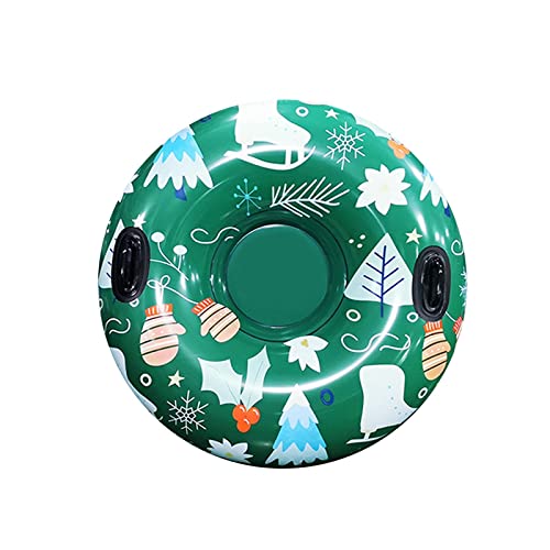 46 Inch Inflatable Ski Tube with Handle - Christmas Sledding Tube Toy for Kids & Adults - Large Durable Outdoor Inflatable Ring for Snow Tubing, Water Play & Winter Fun