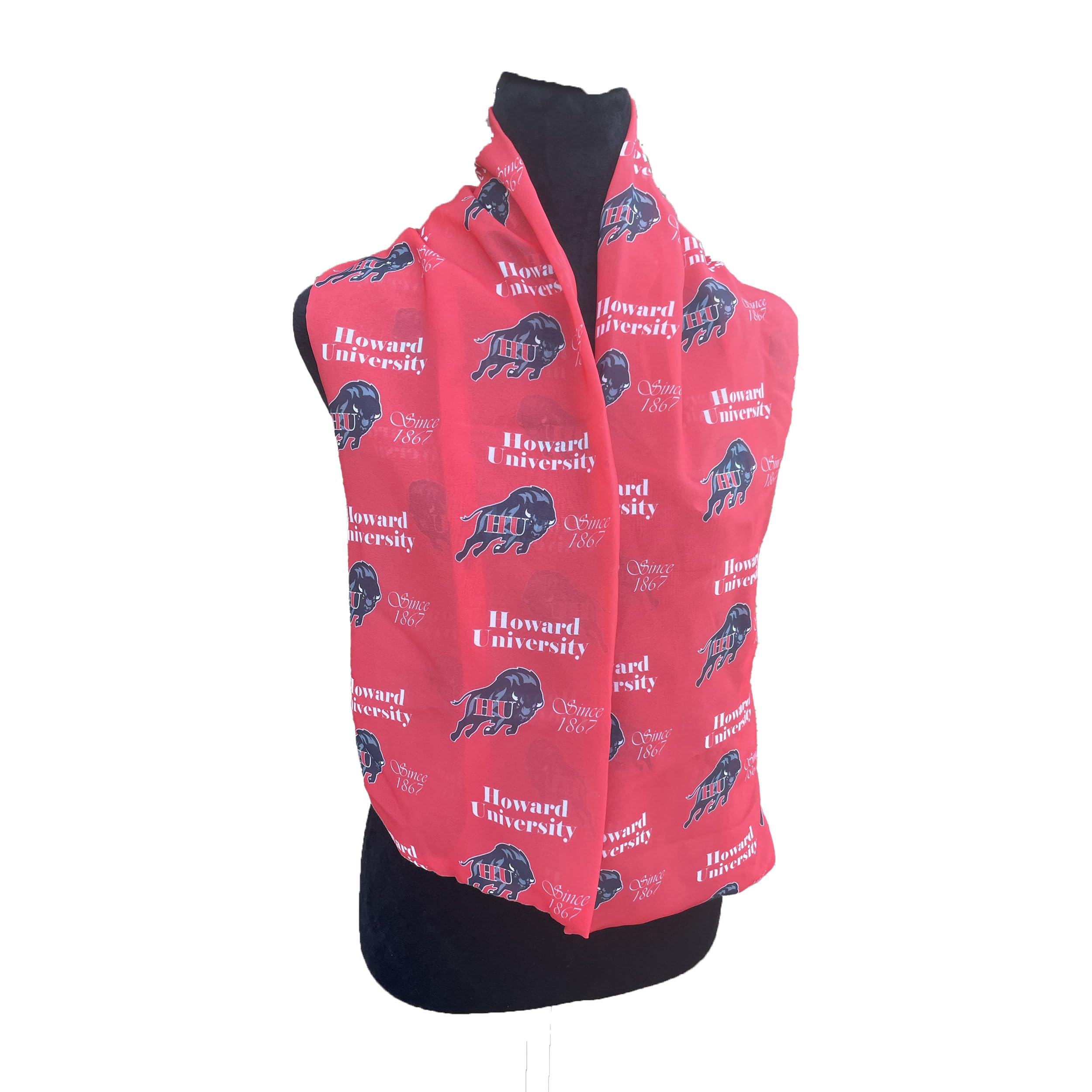 Howard University HBCU Red & Blue Lightweight Chiffon Scarf for Women - 48in x 8in - Perfect for Alumni Events, Game Days & School Spirit (HBCU_Howard_Red)