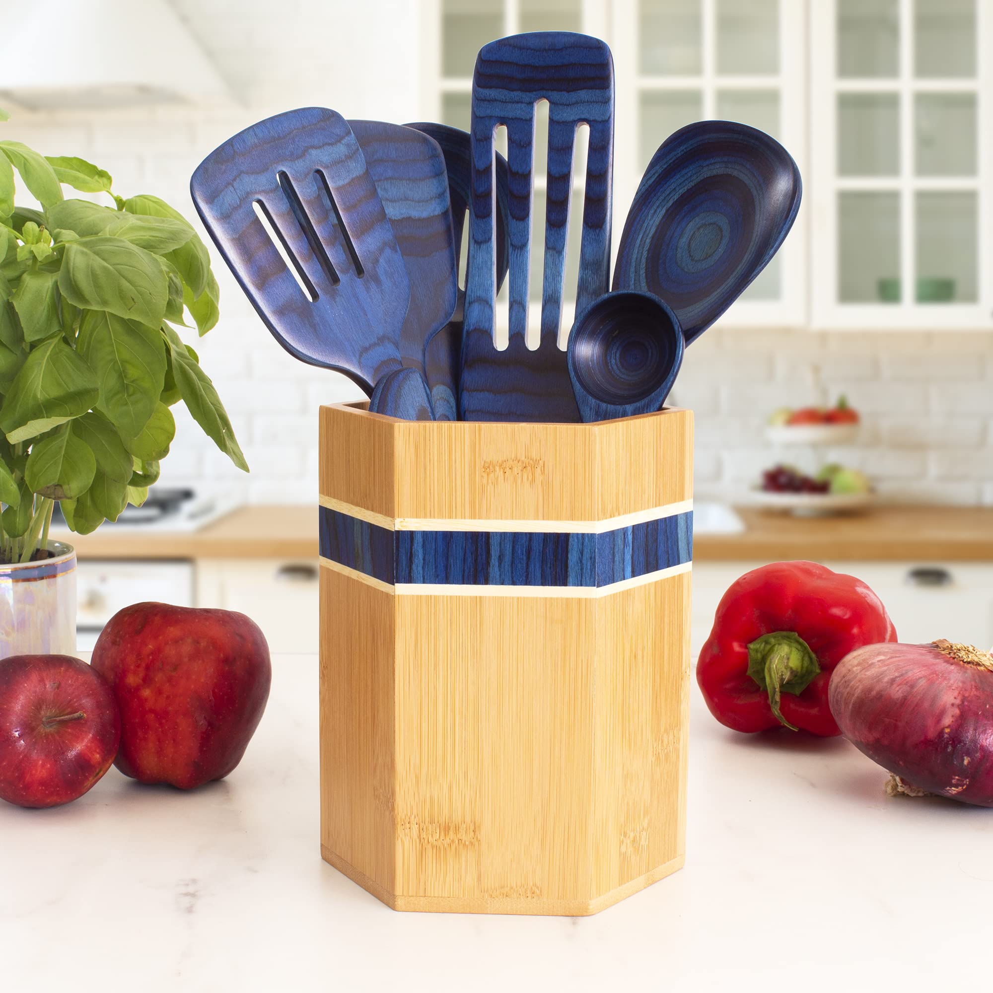 Totally Bamboo Baltique Malta Collection Large Kitchen Utensil Holder - Countertop Cooking Utensil Crock Organizer for Spoons, Spatulas & Kitchen Tools - Perfect for Modern Kitchens & Cooking Enthusiasts